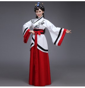 Black blue red black patchwork women's ladies female long length chinese ancient classical stage performance folk dance fairy ancient dynasty princess queen  cos play dance costumes dresses robe outfits